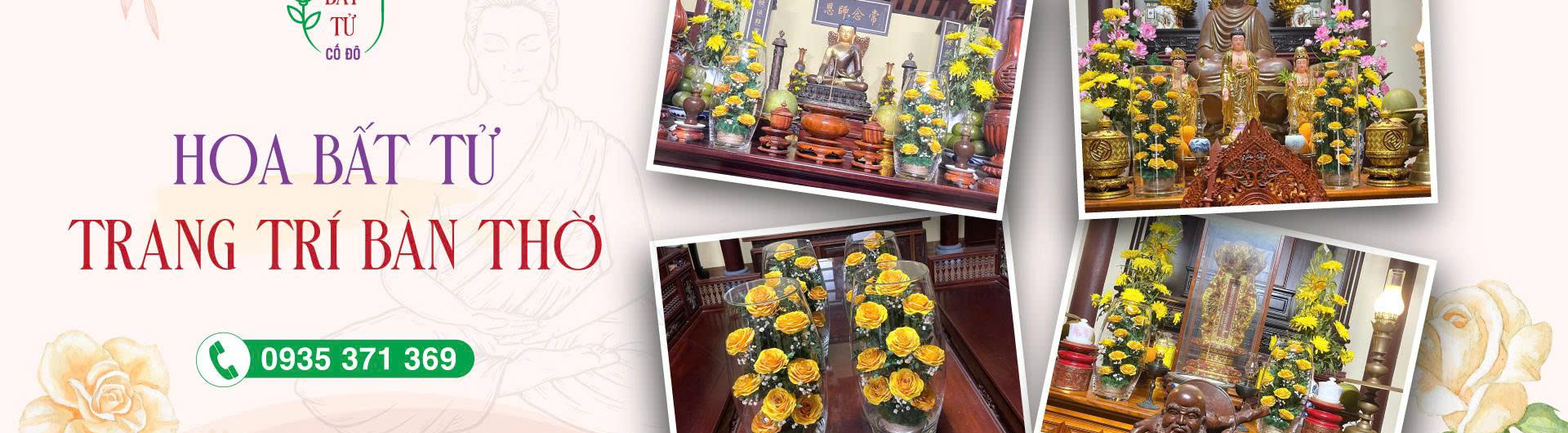 Hoa trang trí bàn thờ: Những mẫu hoa bất tử đẹp, bền và trang nghiêm